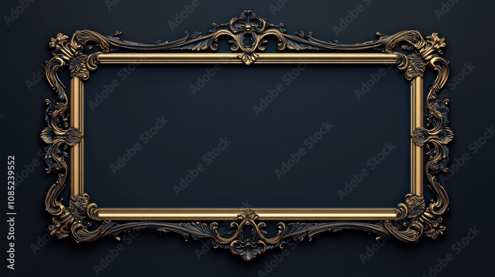 Ornate Gold Frame on a Dark Background Stock Illustration | Adobe Stock