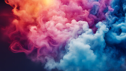 A colorful cloud of smoke with a blue and pink swirl