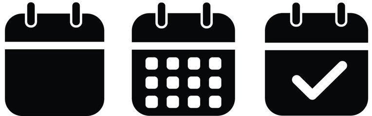 Wall Mural - Calendar icon. Calendar planner icon collection. Reminder organizer event signs. Calendar notification icon. Black and white calendar buttons

