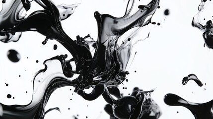 Poster - Minimalist Black-and-White Ink Splash Design