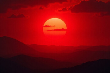 Wall Mural - abstract dark red background. dramatic red sky. red sunset with clouds. fantastic sunset background 