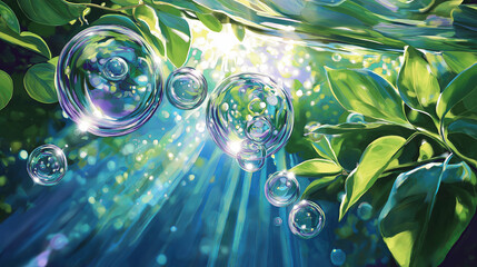 Poster - Underwater Bubbles Rising Toward the Surface