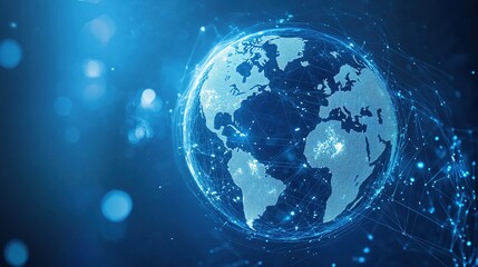 Poster - Discover the Enchanting Details of a Digital Earth Surrounded by a Network of Light, Symbolizing Global Connectivity and Technological Advancement
