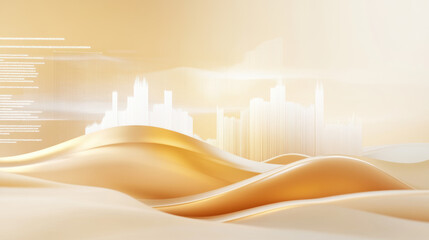 Wall Mural - Soft Golden Flowing Curve Abstract Design