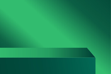 Wall Mural - the corner of the green table with light shining down, blank green product studio background, stage,