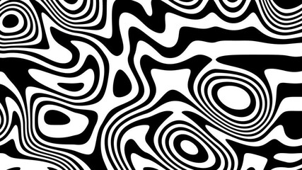 Leinwandbilder - Abstract fluid and wave loop background in black and white
