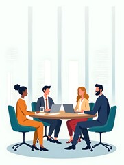 Wall Mural - Office workers have a meeting. Exchange ideas for new projects.