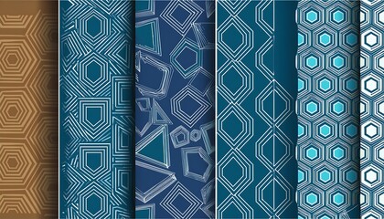 Aufkleber -  A set of abstract geometric hexagonal graphic designs featuring seamless patterns and vecto_1(137)