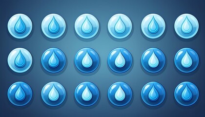 Poster -  A set of blue waterdrop icons in vector format suitable for mobile, UI, and web design,_1(143)