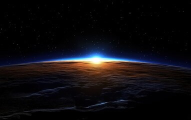 awe-inspiring view of earth at dawn from space showcasing the beautiful horizon and twinkling stars 