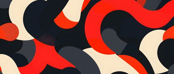 Poster - Vibrant abstract composition featuring curved shapes and bold colors for modern design.