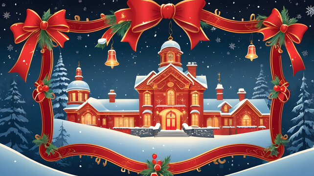 Festive Merry Christmas Frame Background | Holiday Design for Cards & Celebrations