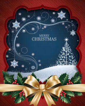 Festive Merry Christmas Frame Background | Holiday Design for Cards & Celebrations