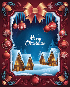 Festive Merry Christmas Frame Background | Holiday Design for Cards & Celebrations