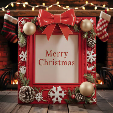 Festive Merry Christmas Frame Background | Holiday Design for Cards & Celebrations