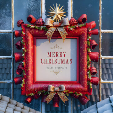 Festive Merry Christmas Frame Background | Holiday Design for Cards & Celebrations