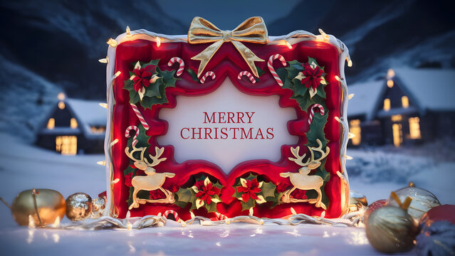 Festive Merry Christmas Frame Background | Holiday Design for Cards & Celebrations