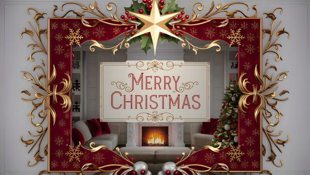 Festive Merry Christmas Frame Background | Holiday Design for Cards & Celebrations