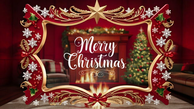 Festive Merry Christmas Frame Background | Holiday Design for Cards & Celebrations