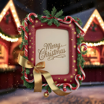 Festive Merry Christmas Frame Background | Holiday Design for Cards & Celebrations