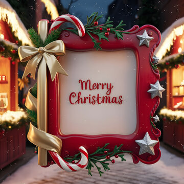 Festive Merry Christmas Frame Background | Holiday Design for Cards & Celebrations