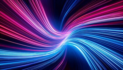Fototapete -  Curved blue and pink LED light trails create fast motion with laser stripes shining brightl_1(272)