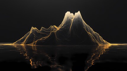 Wall Mural - Digital technology Black Gold Mountain illustration poster background