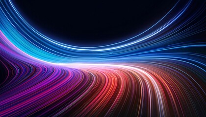 Aufkleber -  Neon speed rays create curved, glowing light trails against dark backgrounds in abstract en_1(395)