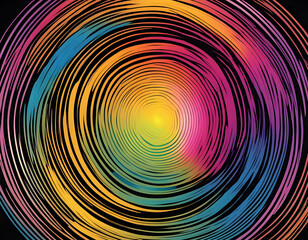 Colorful effect lines, convergent lines, and laser beams radiating from a circle background