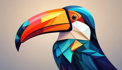 Aufkleber -  Toucan logo features a flat, geometric mosaic design with a cute and colorful cartoon style_1(493)