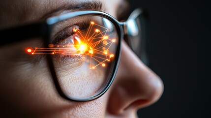 Aufkleber - Innovative Eye Glasses Enhance Network Connectivity Technology Lab Digital Transformation Futuristic Environment Close-Up View Eye Health Impact
