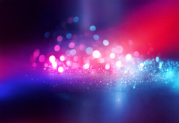 Poster - Abstract blue and pink bokeh lights with a blurred, glittering surface.
