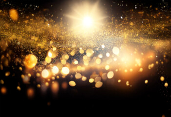 Poster - A glowing, golden galaxy with a bright star in the center, surrounded by a swirl of sparkle.