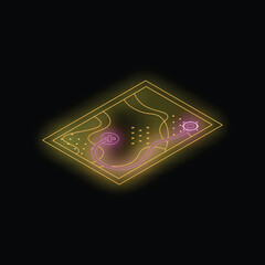 Poster - Neon stethoscope glowing on dark background representing online healthcare and telemedicine services