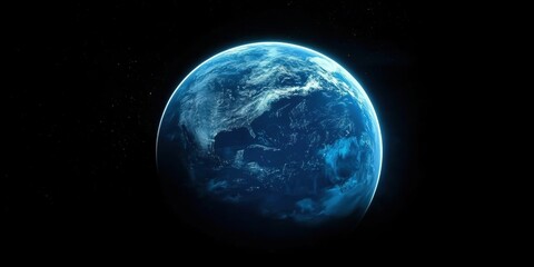 Wall Mural - Captivating View of Earth From Space Showcasing Blue Oceans, White Clouds, and Stunning Planetary Detail Against a Black Background for Creative Projects
