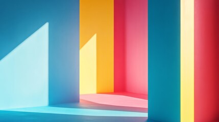 Poster - Abstract Geometric Background: A vibrant and modern design featuring a dynamic interplay of geometric shapes, casting bold shadows and creating a sense of depth and perspective.