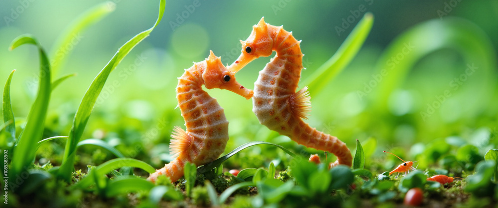 Seahorses Intertwining In Seagrass Underwater Love And Bonding Stock seahorses-intertwining-in-seagrass-underwater-love-and-bonding-stock