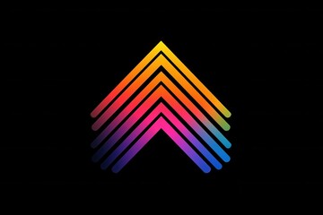 Poster - Colorful arrow design pointing upwards on a black background