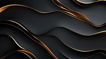 Wall Mural - abstract black and gold waves