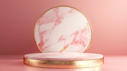 Aufkleber - A pink marble pedestal with gold trim