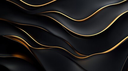 Wall Mural - Abstract Black and Gold Waves