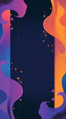 Poster - A captivating abstract background with vibrant neon blue, purple, and orange swirls, creating a dynamic and modern design for digital art, social media, or website graphics. 