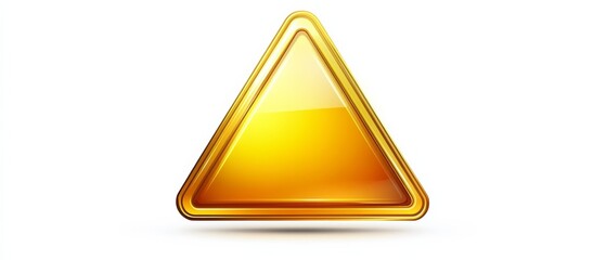 Poster - Golden Triangle Warning Sign: A gleaming, three-sided warning sign with a soft, yellow glow stands out against a blank backdrop. This image is perfect for emphasizing caution, danger.
