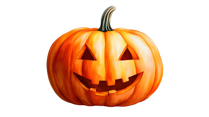 Canvas Print - Halloween pumpkin isolated on white, orange autumn pumkin watercolour element , Halloween, pumpkin, isolated, white background