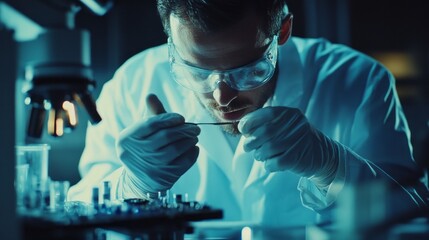 Aufkleber - A man in a lab coat is working on a piece of equipment