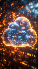Glowing cloud data storage concept. (1)