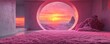 © Georgii - Serene woman sitting by round window with sunset view