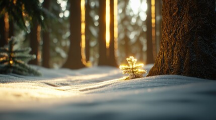 Aufkleber - Winding Snowy Path Through Frosted Winter Woods