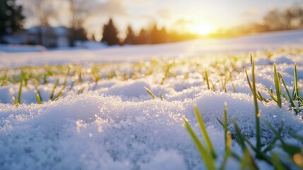 Aufkleber - Shimmering Snow Crystals in Soft Morning Light