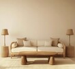 © Cetin - serene living room with a cream sofa, wooden coffee table